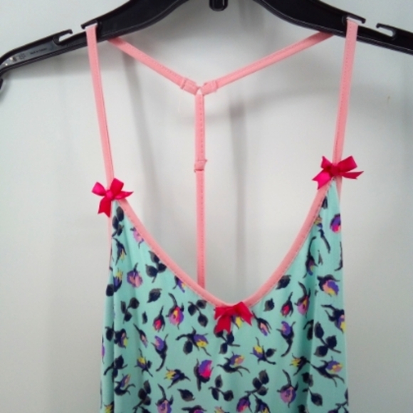 Betsey Johnson Mint Green Floral Pajama Top 2016 Collection Spandex Blend M - Picture 6 of 11